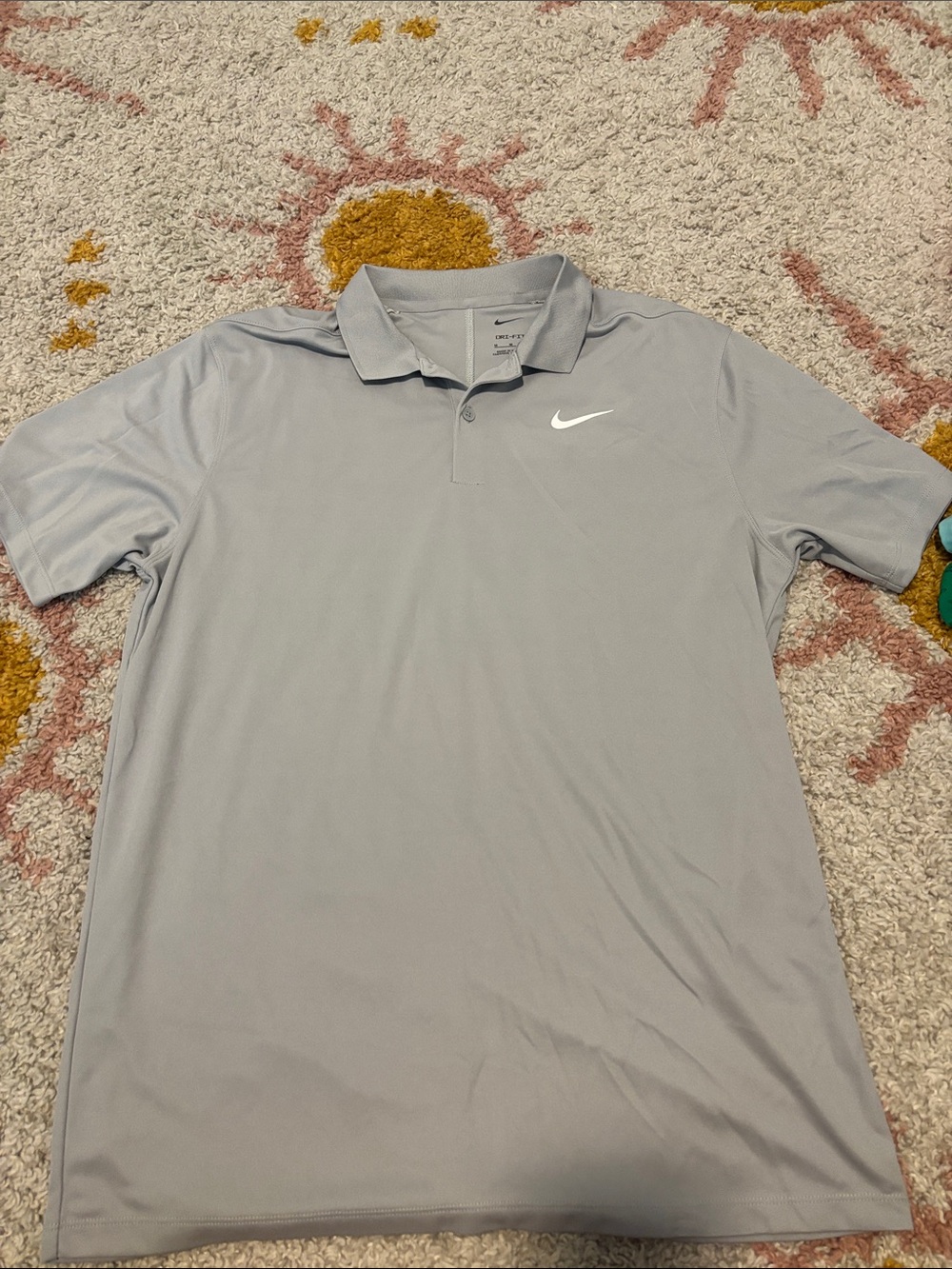 Nike Men's Light Gray Polo with White Swoosh